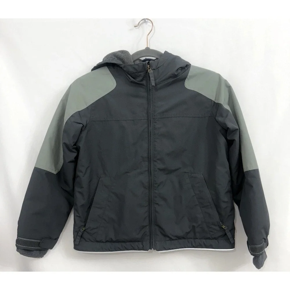 Land's End Kids Youth L (7) Grow-A-Long Gray Hooded Winter Jacket‎ Coat